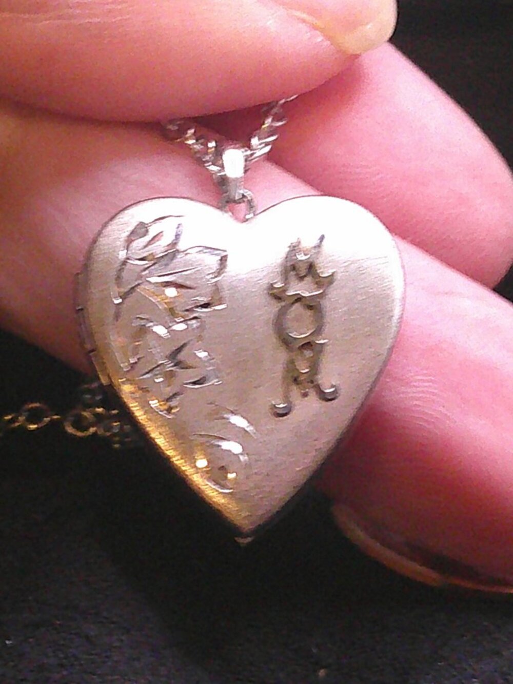 Sterling Silver Etched Mom Locket
